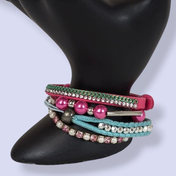 Set of 4 Pink & Blue Bracelets - Picture 3 of 5